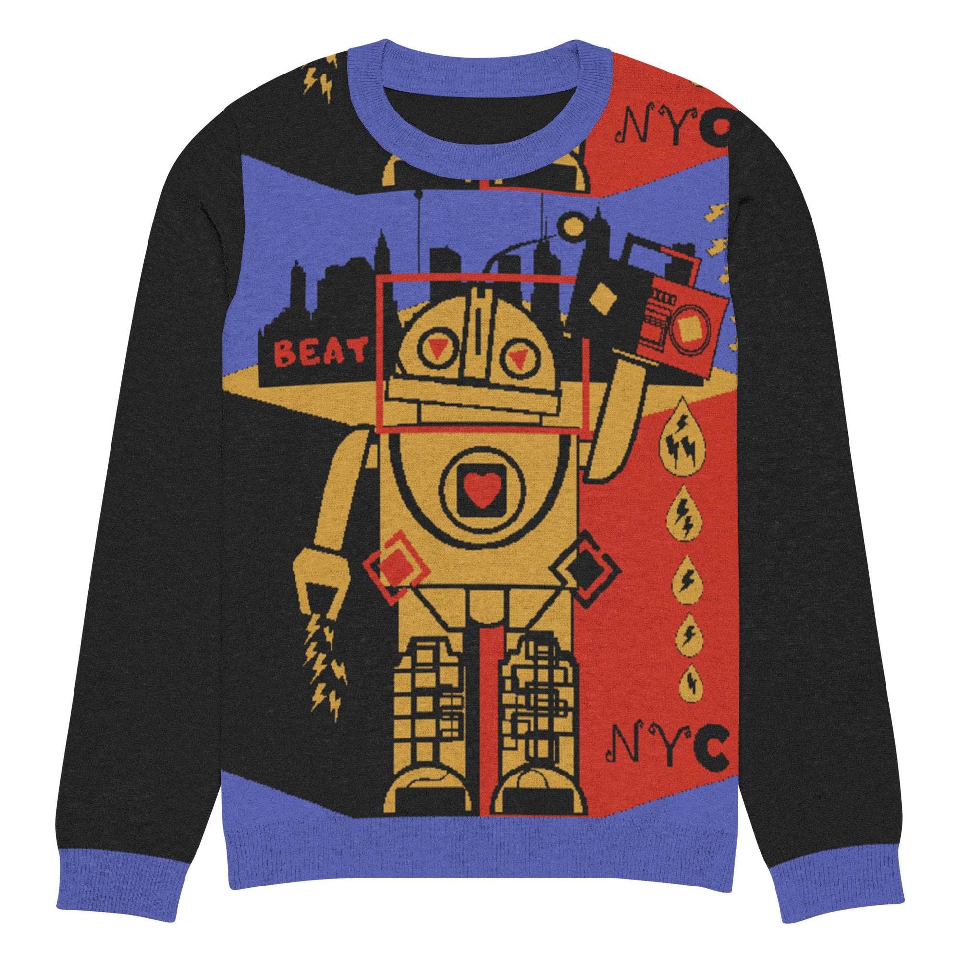 Beat Drop Robot Knitted crew neck sweater 2XL