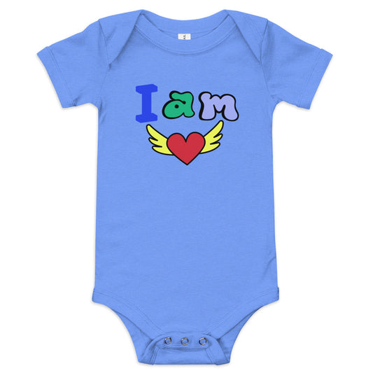 Baby One Piece I Am Love Columbia Blue