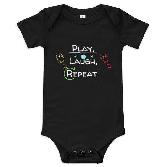 Baby One Piece Play, Laugh, Repeat Black