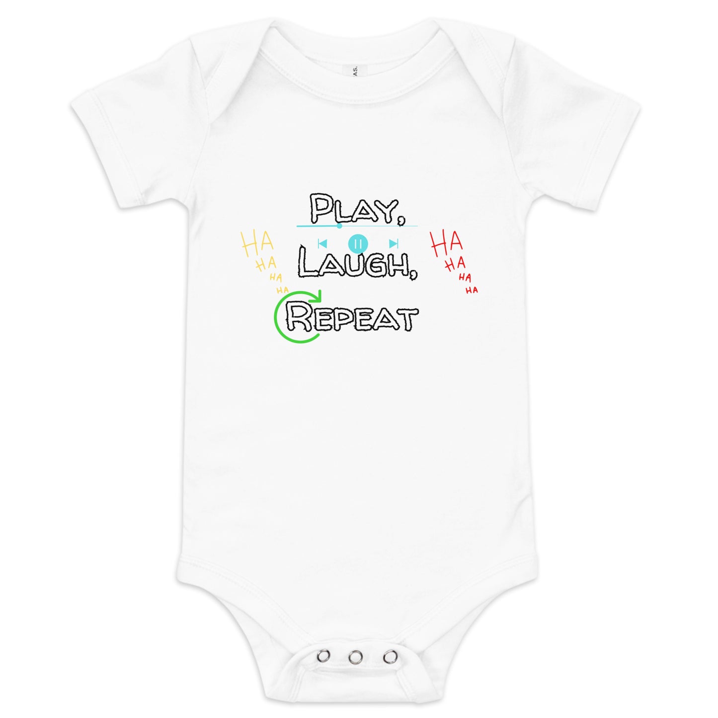 Baby One Piece Play, Laugh, Repeat White