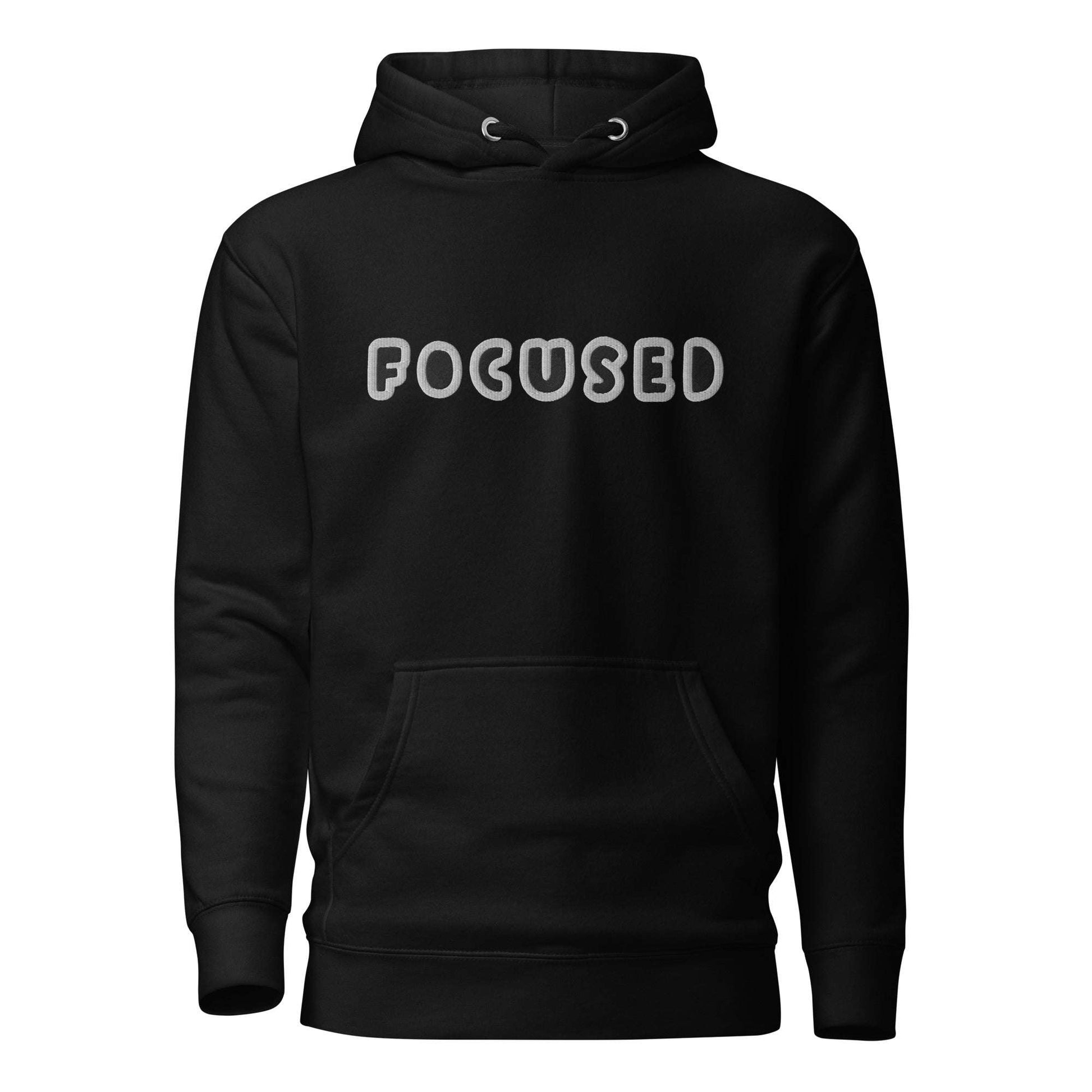 Focused Embroidered Hoodie Black / 3XL