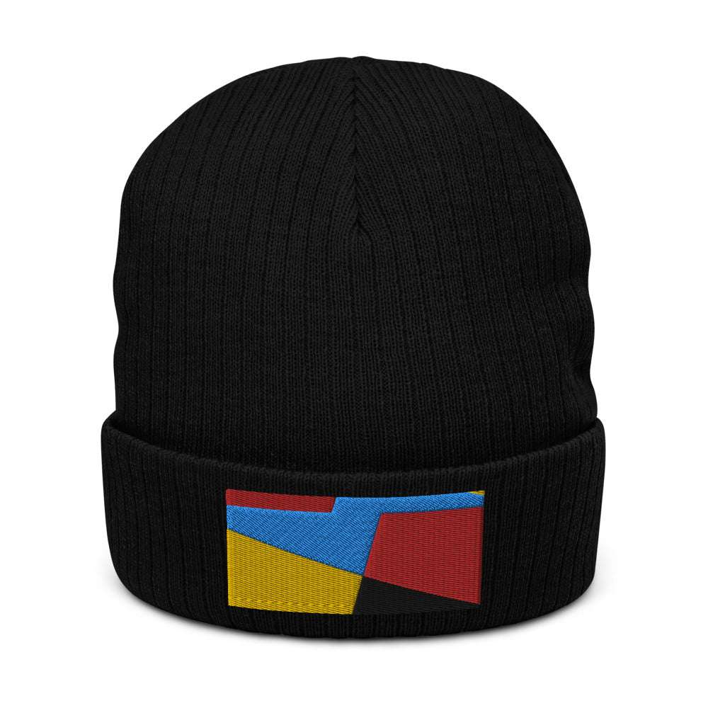 Cuffed Beanie Color Block Black