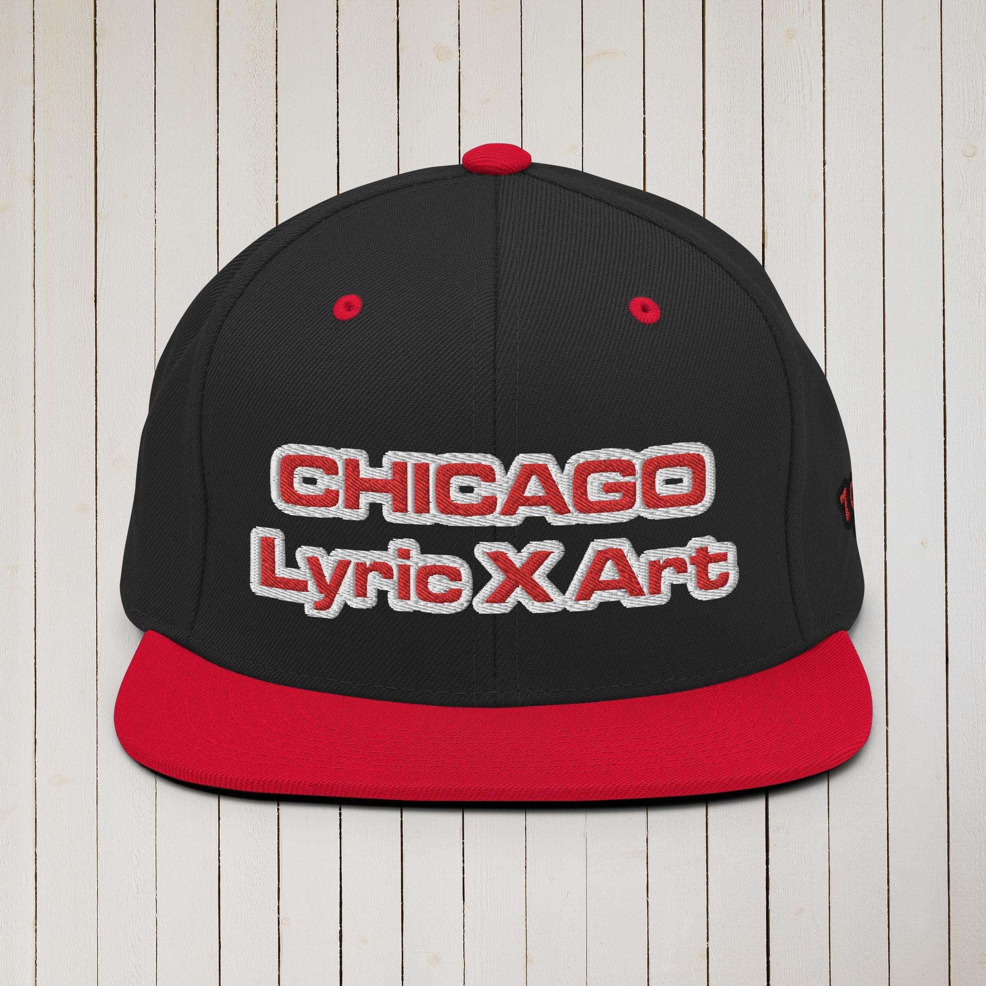 Chi "Chicago" Lyric X Art Snapback Hat Black/ Red
