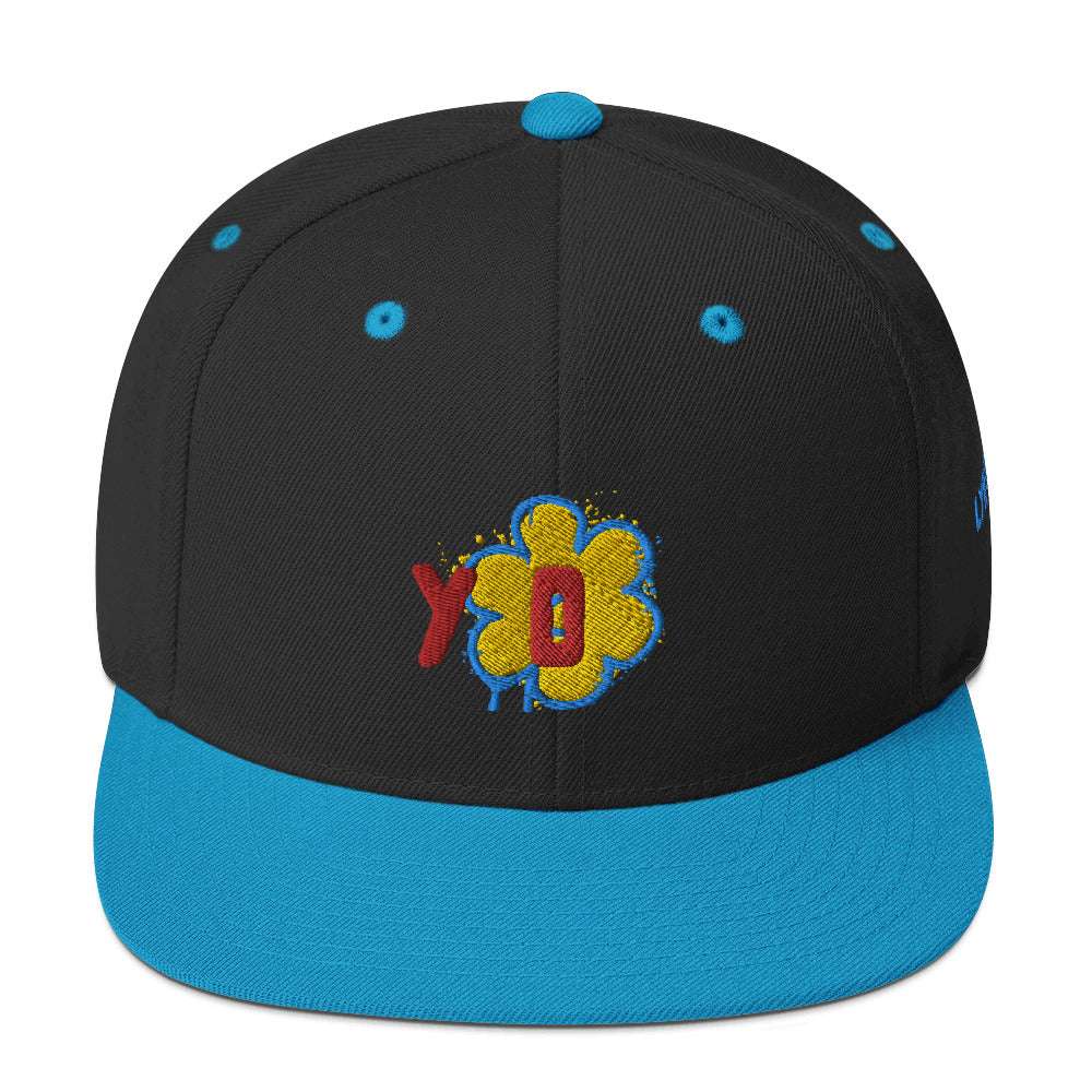 Yo Snapback Hat Black/ Teal