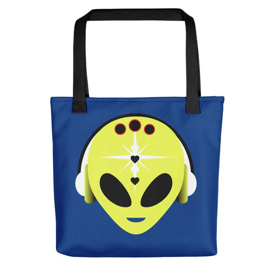 Fresh Yellow Alien Tote Black tote bag