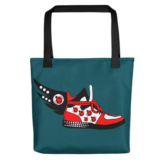 LadyBugs Sneaker Tote Black tote bag