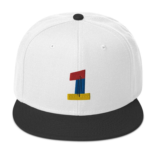 #1 Ball Player Snapback Hat Black / White / White hat
