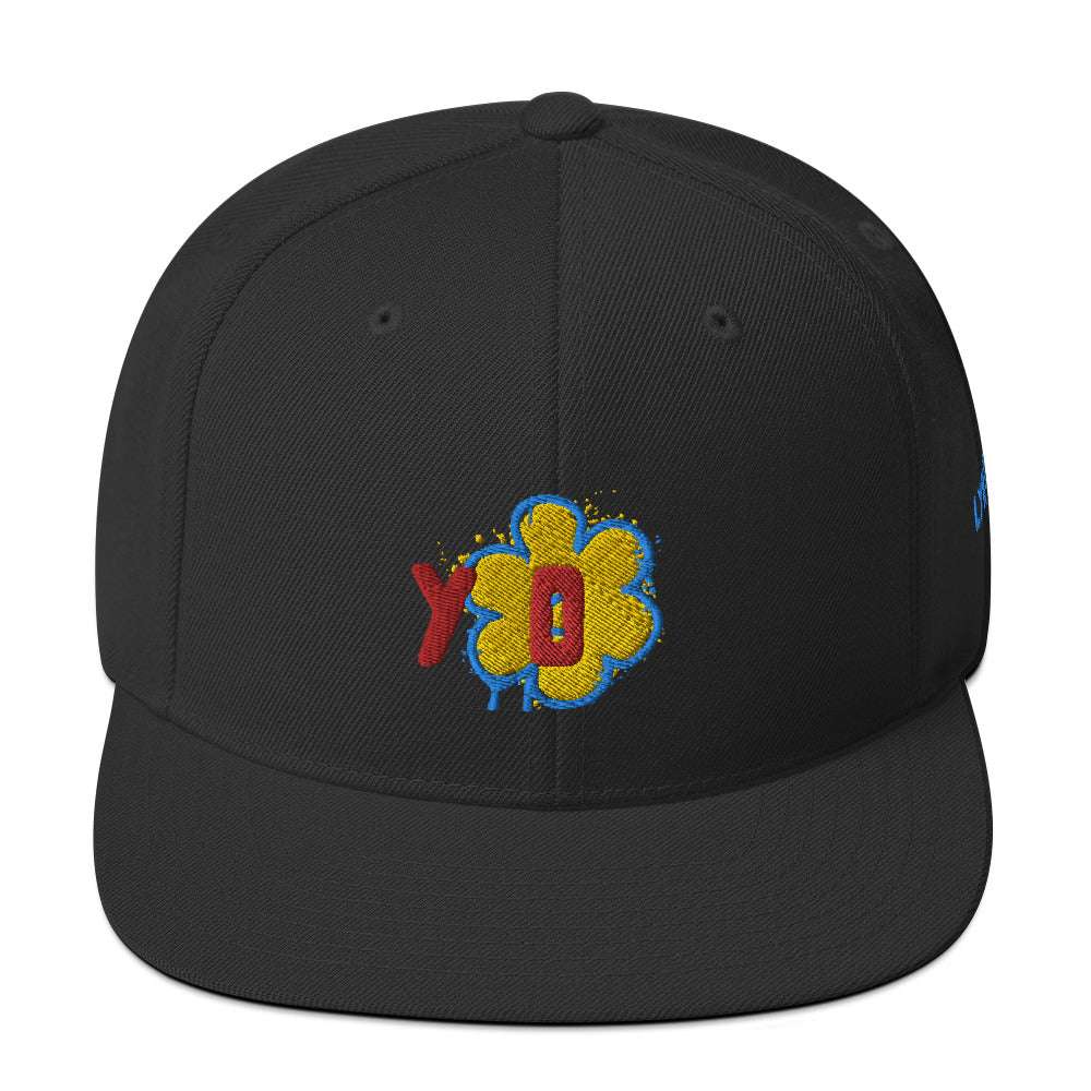 Yo Snapback Hat Black