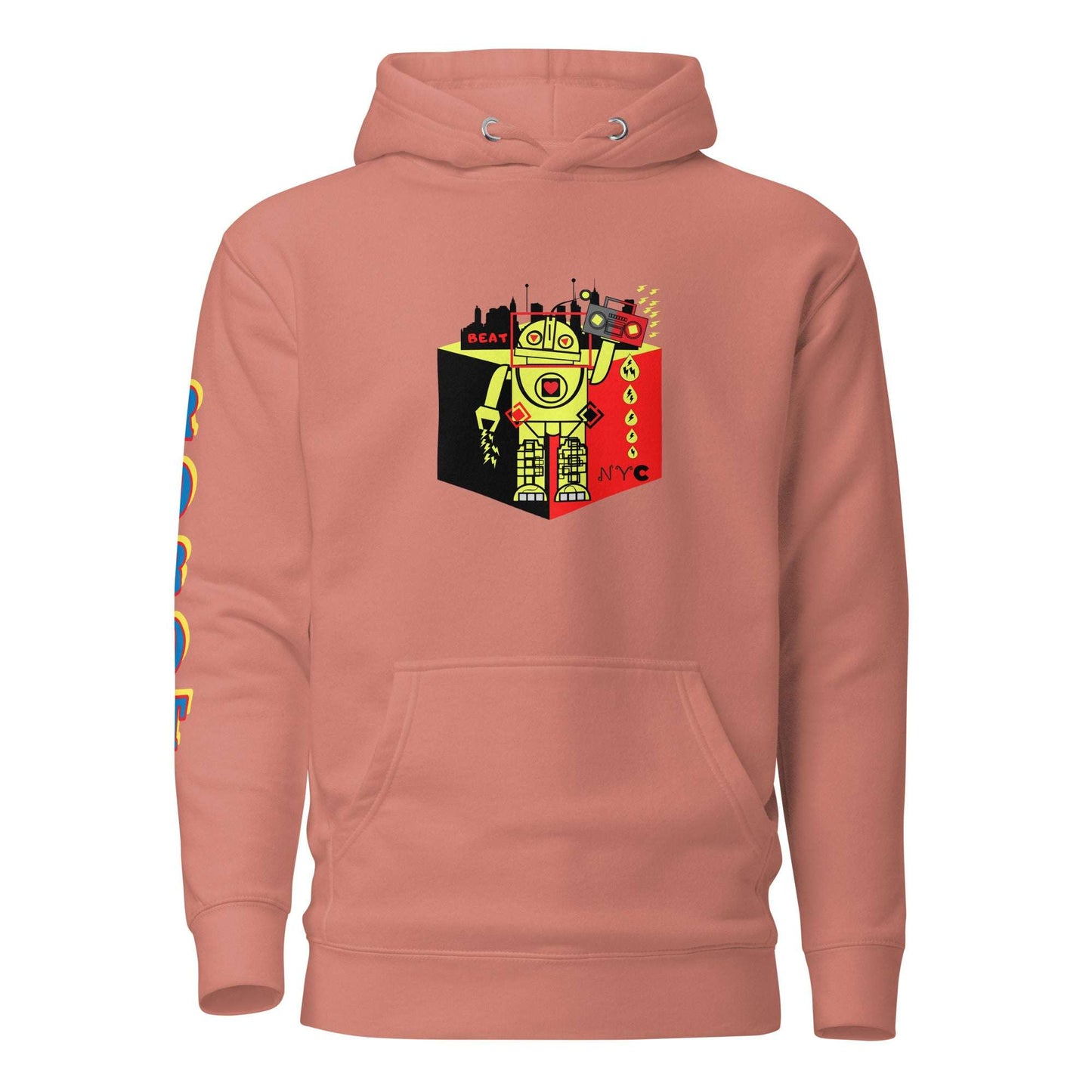 Beat Drop Robot Hoodie Dusty Rose / 3XL