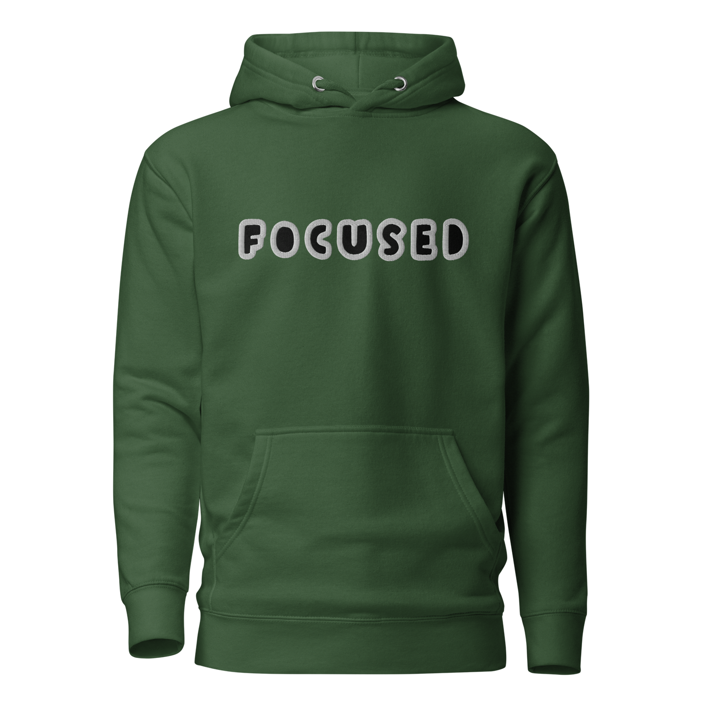 Focused Embroidered Hoodie Forest Green / 3XL