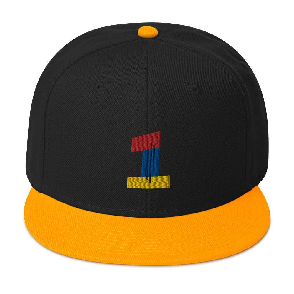 #1 Ball Player Snapback Hat Gold / Black / Black hat