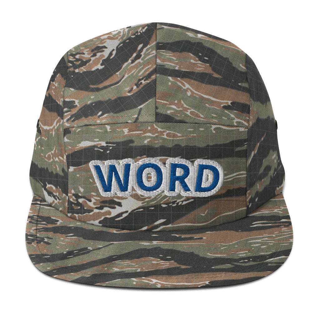 Word This That Five Panel Cap Green Tiger Camo