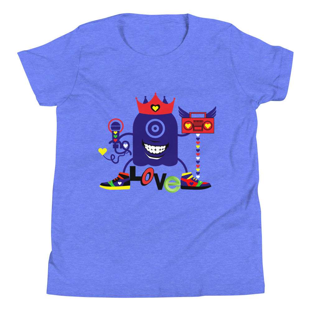 Youth T Hip Hop Love Monster Heather Columbia Blue / XL kids