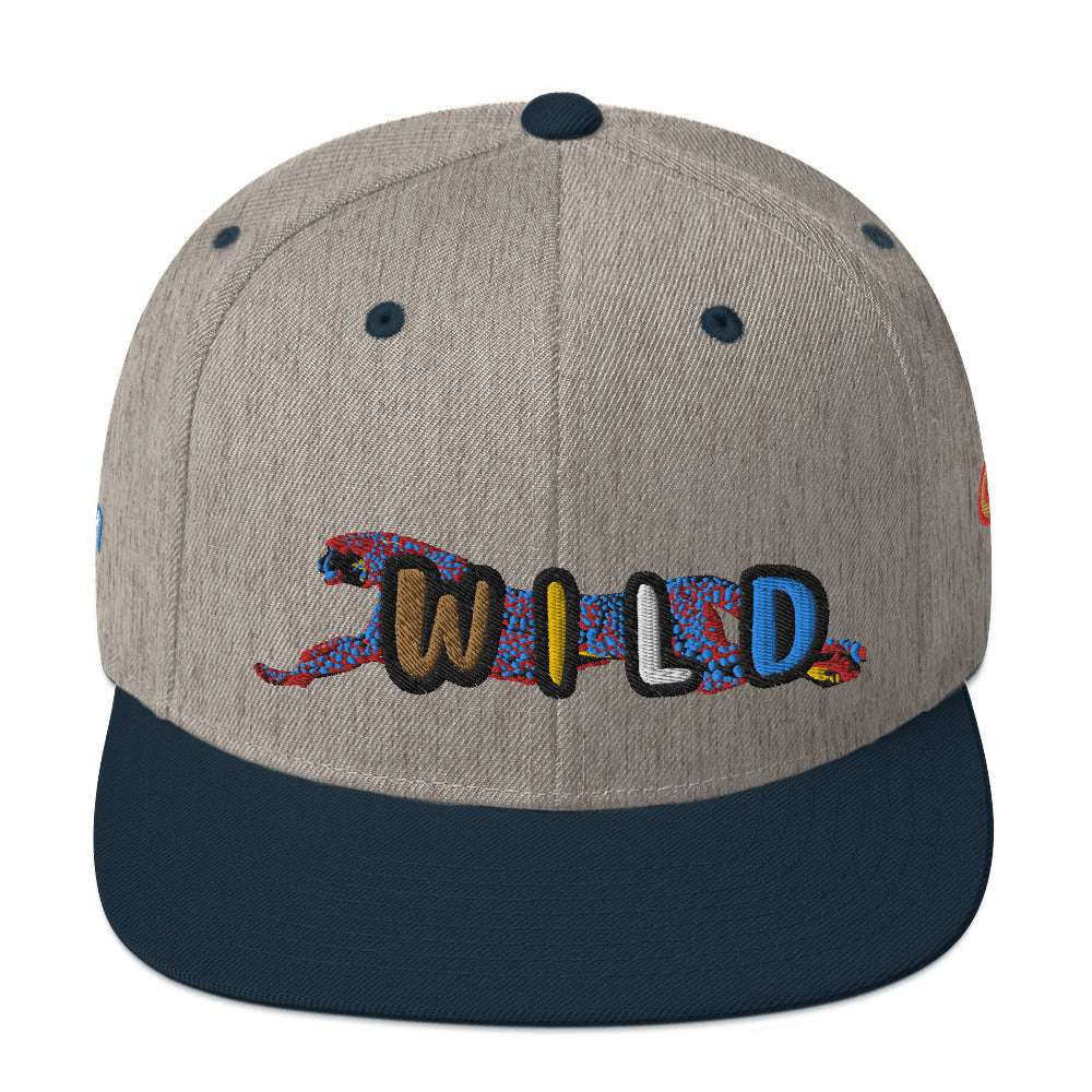 Wild Cat Offense Embroidered Snapback Hat Heather Grey/ Navy