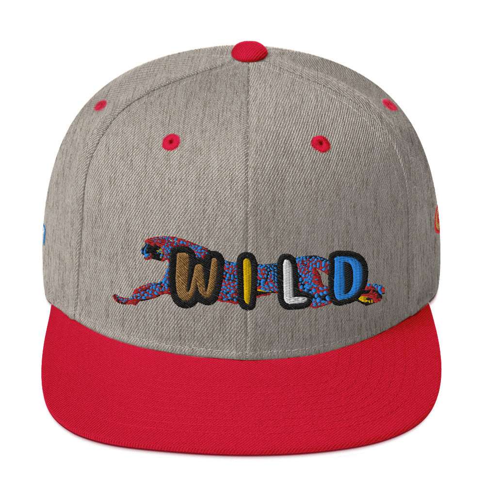 Wild Cat Offense Embroidered Snapback Hat Heather Grey/ Red