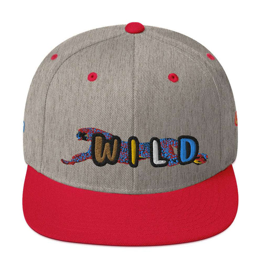 Wild Cat Offense Embroidered Snapback Hat Heather Grey/ Red