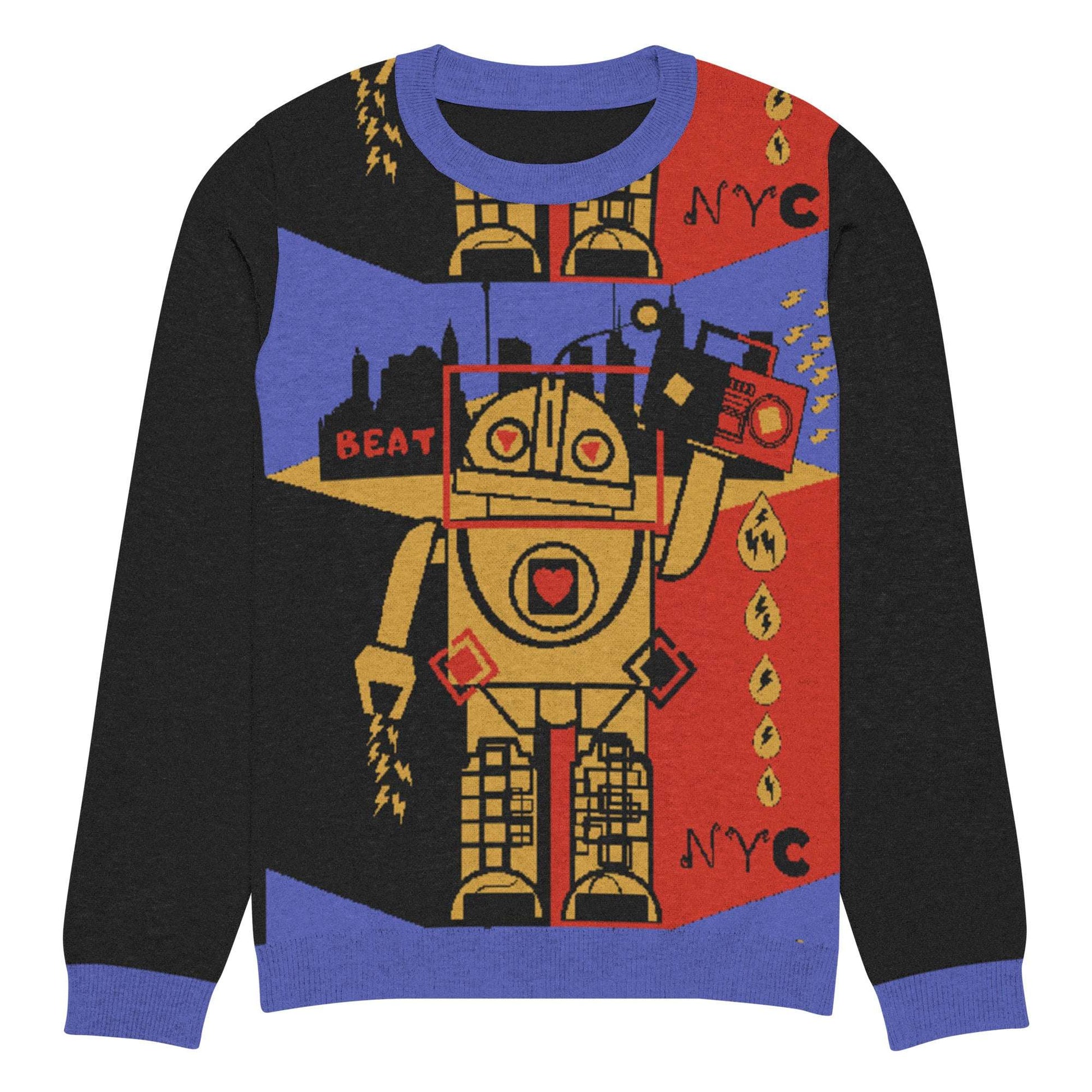 Beat Drop Robot Knitted crew neck sweater L