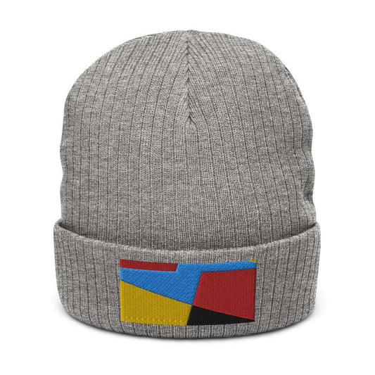 Cuffed Beanie Color Block Light Grey Melange