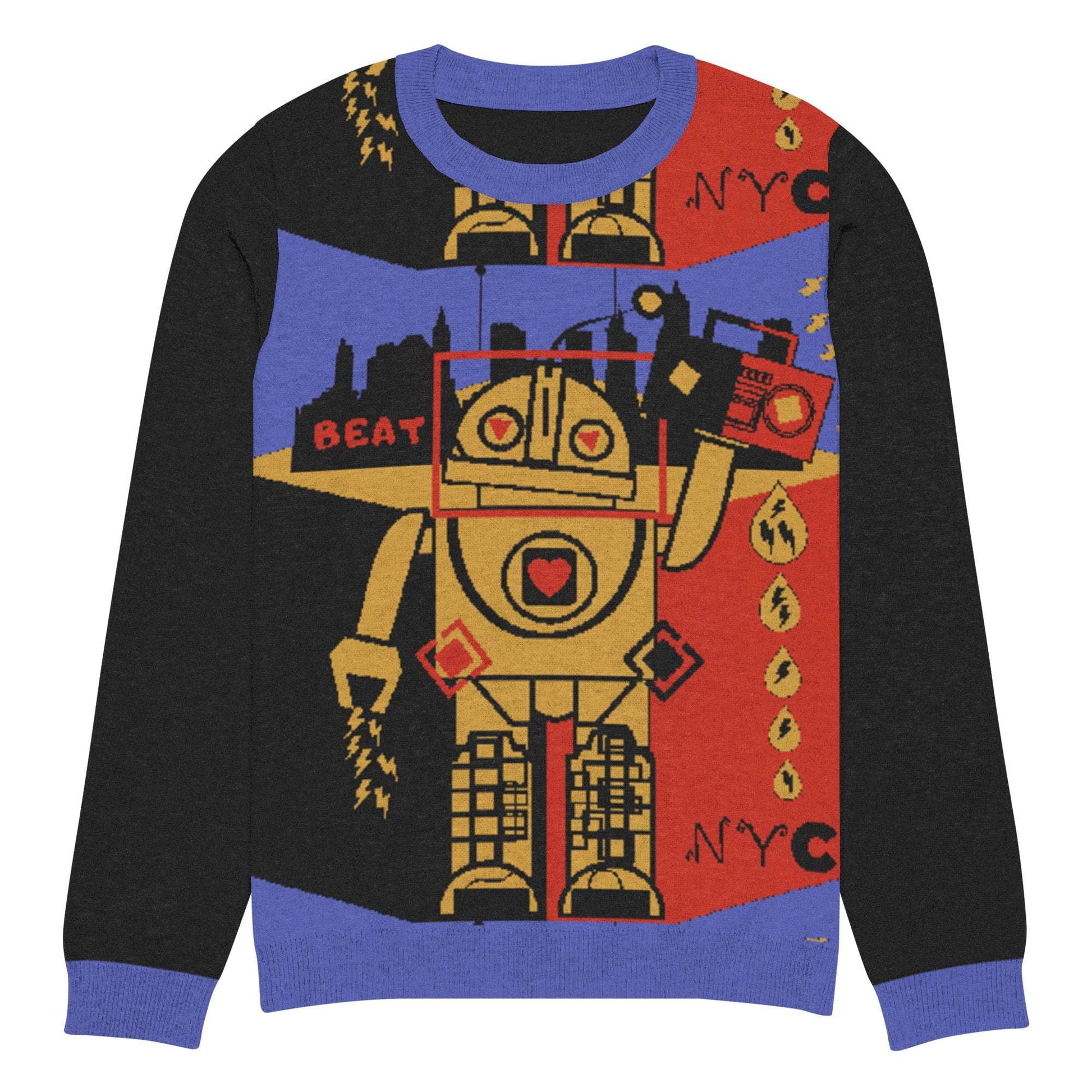 Beat Drop Robot Knitted crew neck sweater M
