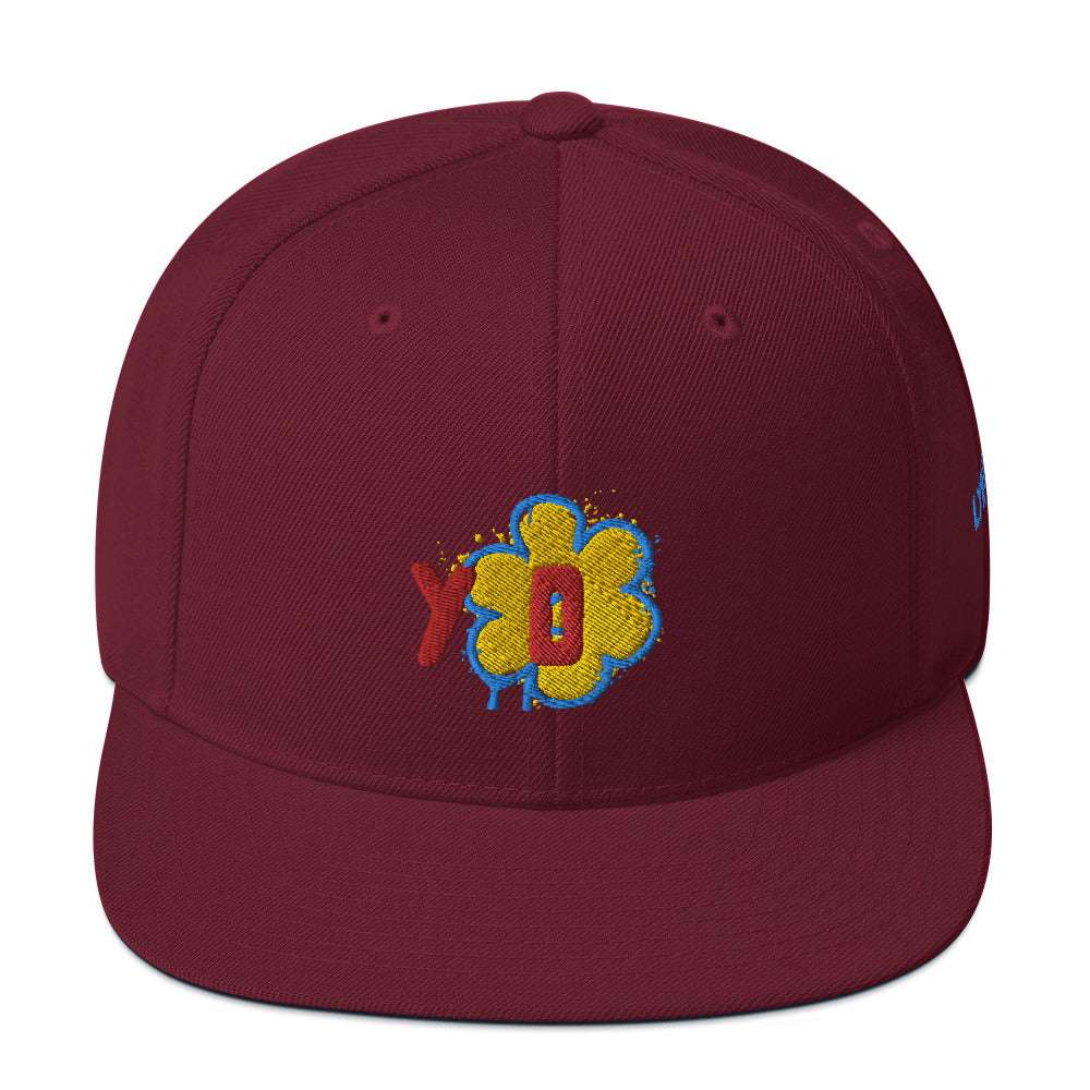 Yo Snapback Hat Maroon