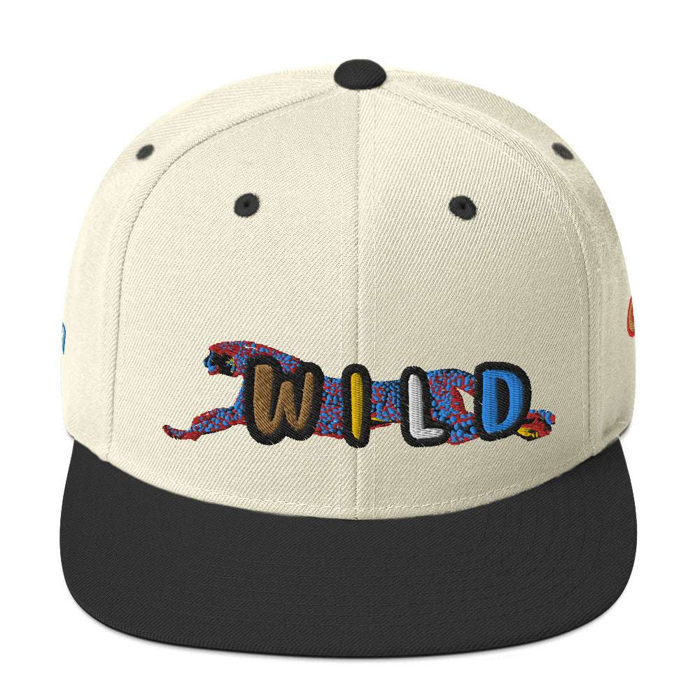Wild Cat Offense Embroidered Snapback Hat Natural/ Black
