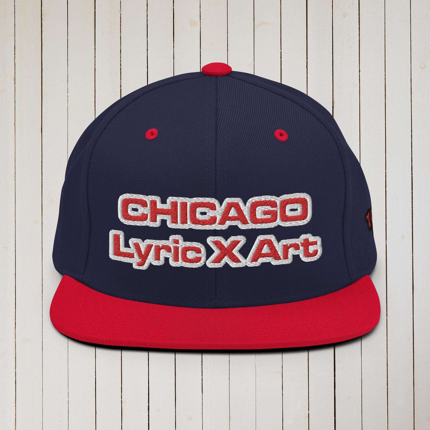 Chi "Chicago" Lyric X Art Snapback Hat Navy/ Red