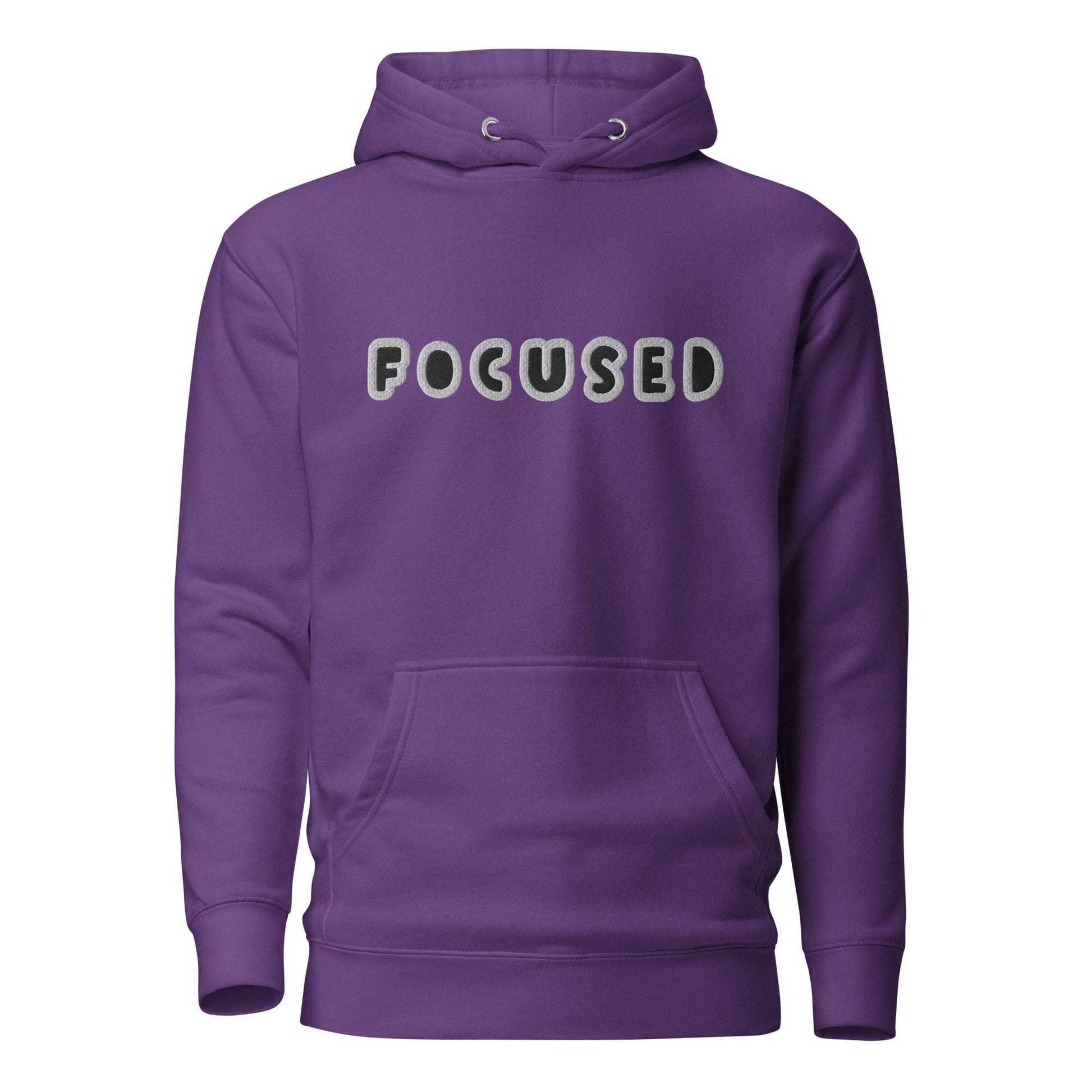 Focused Embroidered Hoodie Purple / 3XL