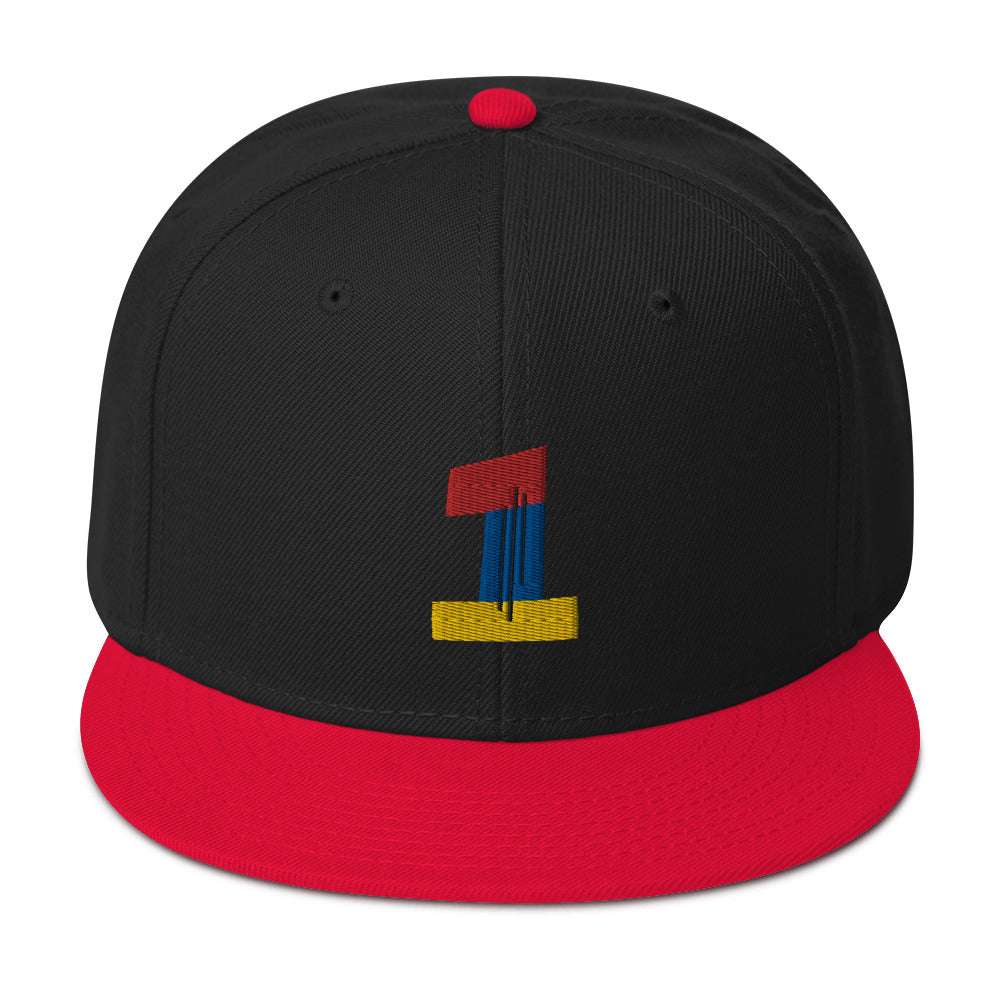 #1 Ball Player Snapback Hat Red / Black / Black hat