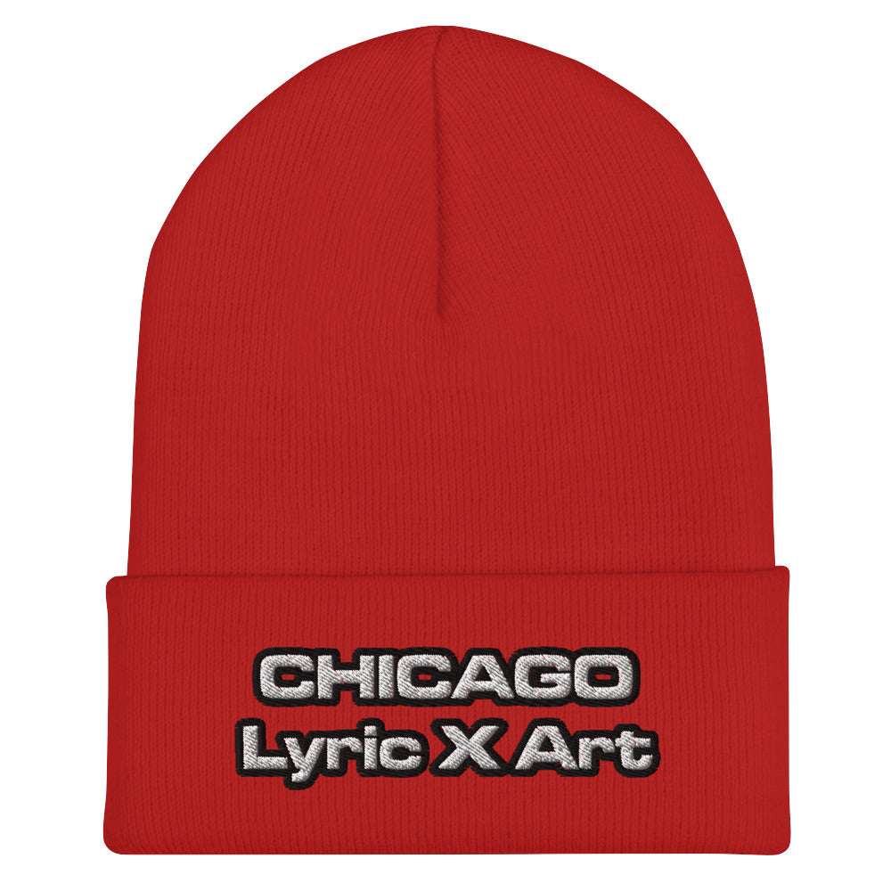 Cuffed Beanie Chicago Lyric X Art Red