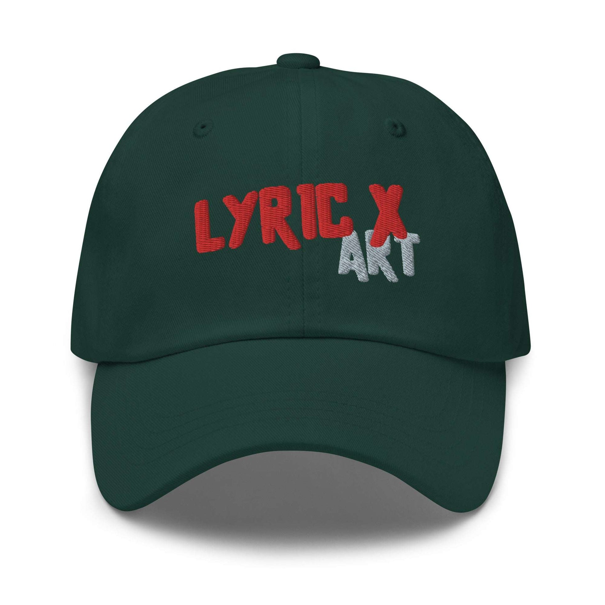 Lyric X Art Logo Red & Silver Dad Hat Spruce hat