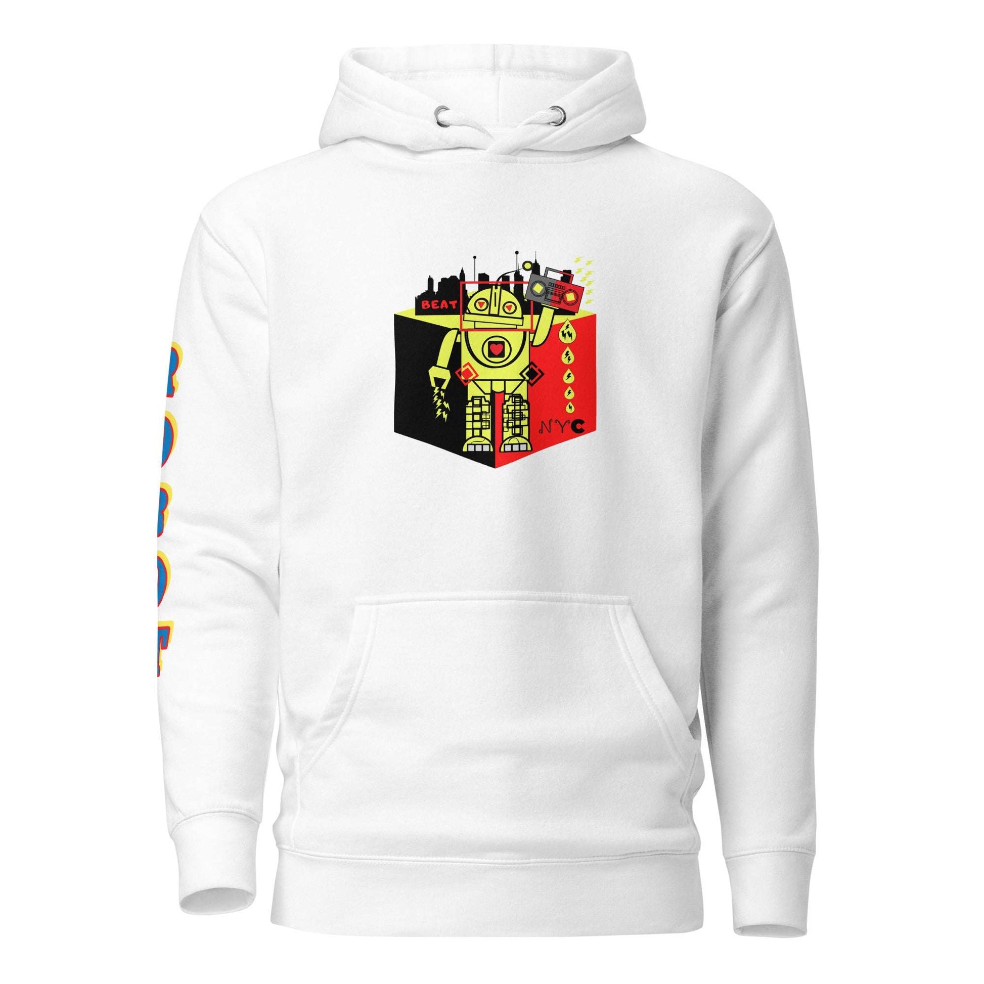 Beat Drop Robot Hoodie White / 3XL