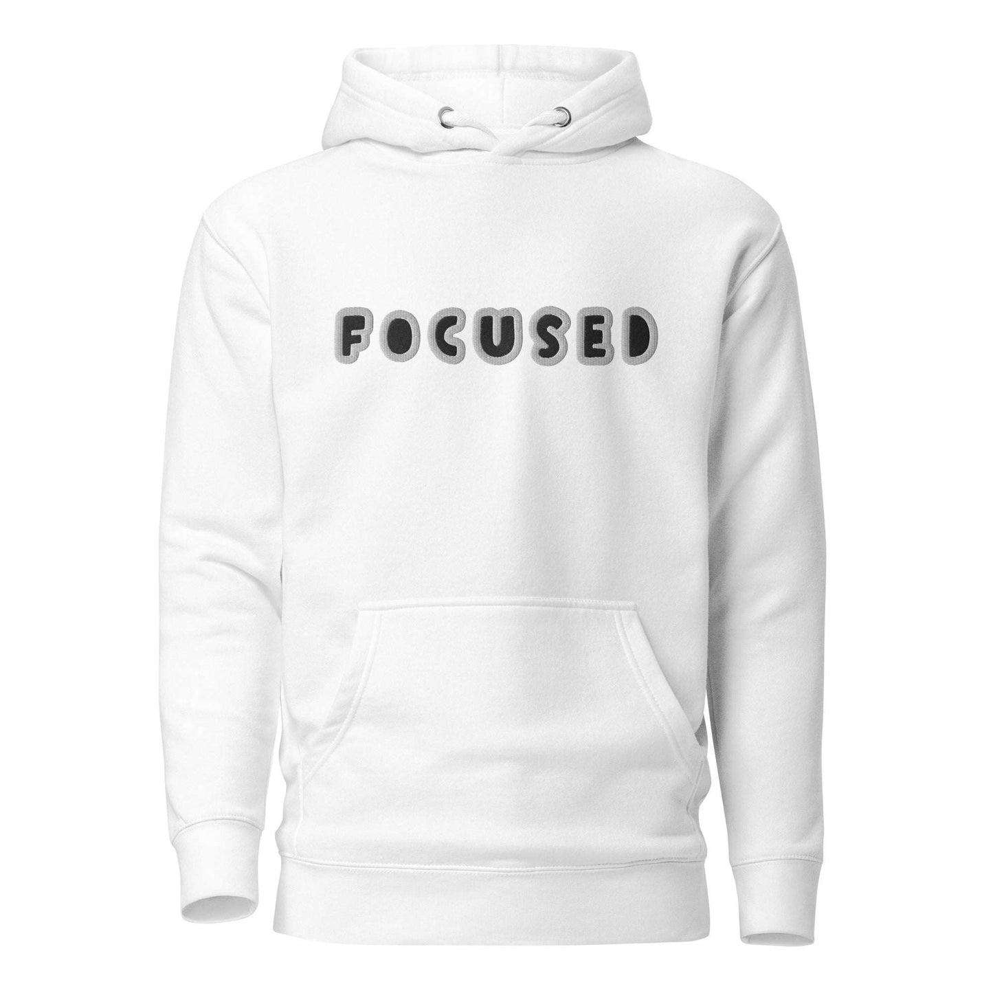 Focused Embroidered Hoodie White / 3XL