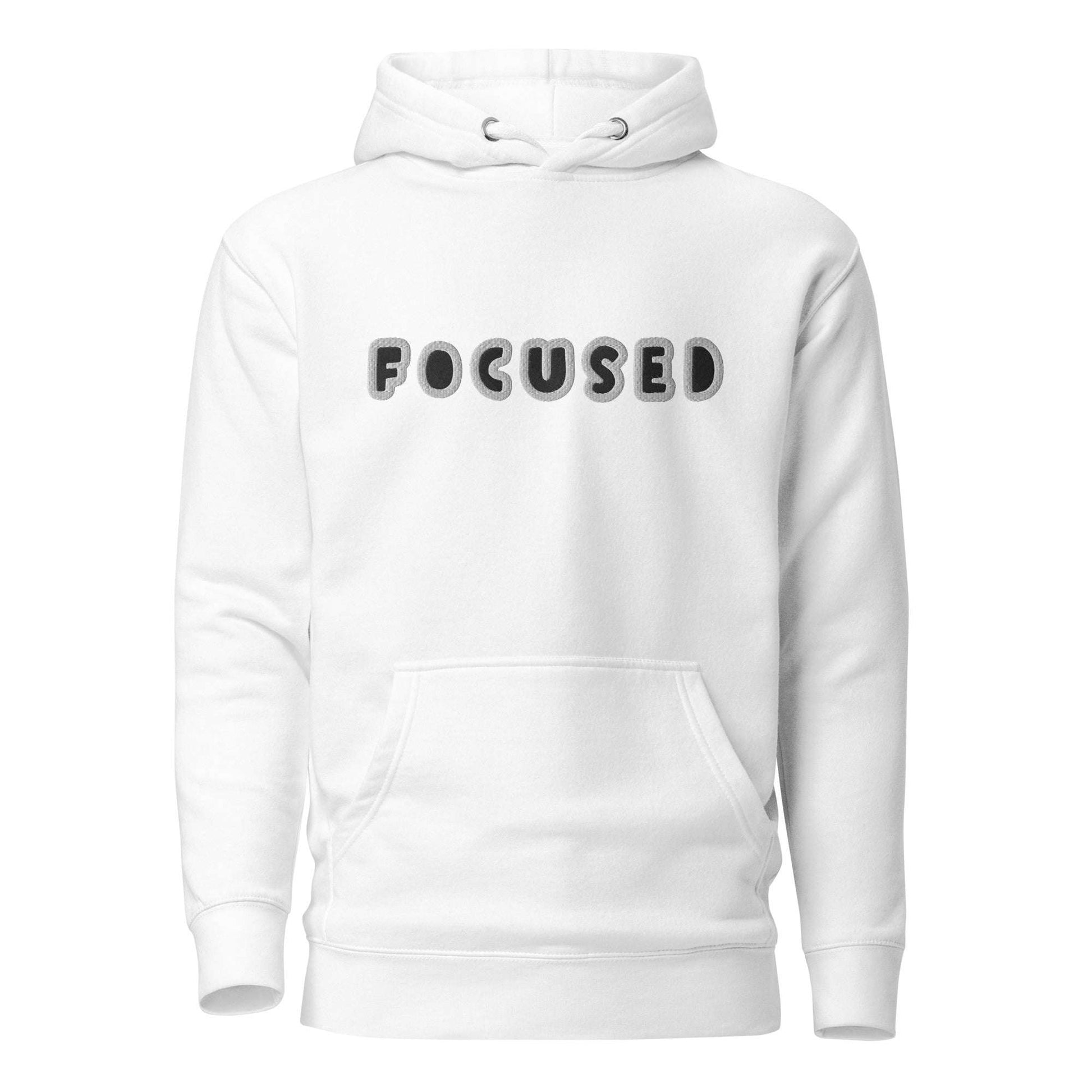 Focused Embroidered Hoodie White / 3XL