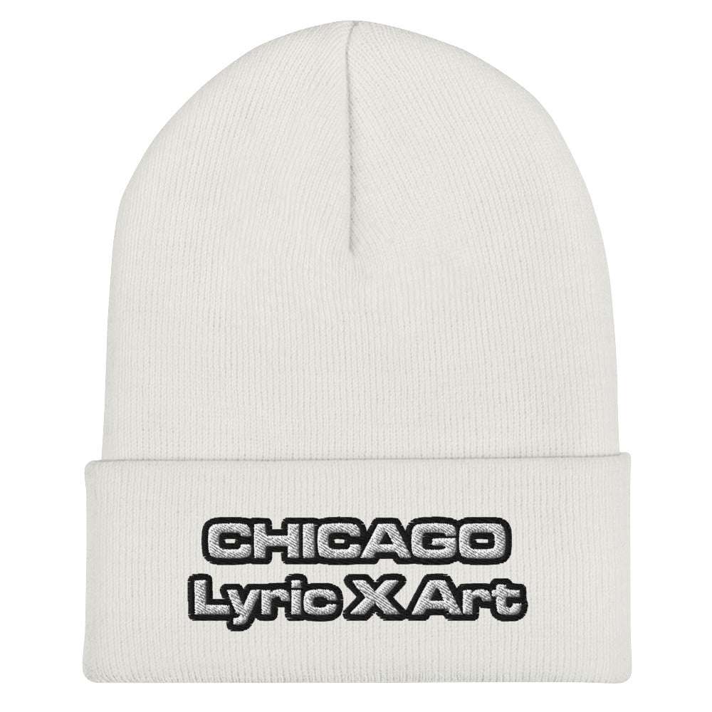 Cuffed Beanie Chicago Lyric X Art White