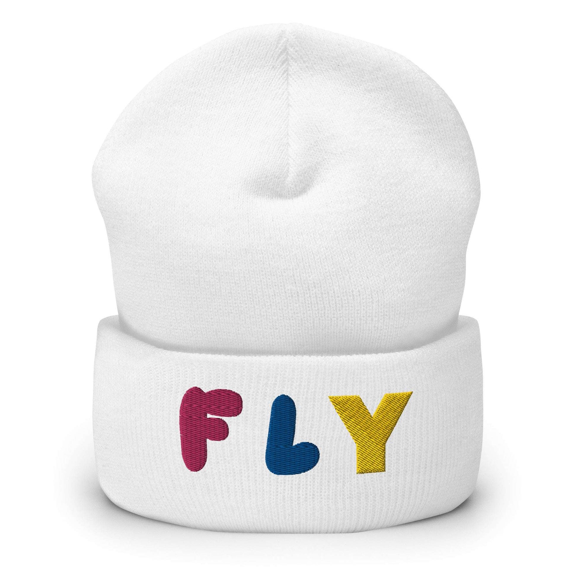Cuffed Beanie Fly I Am White
