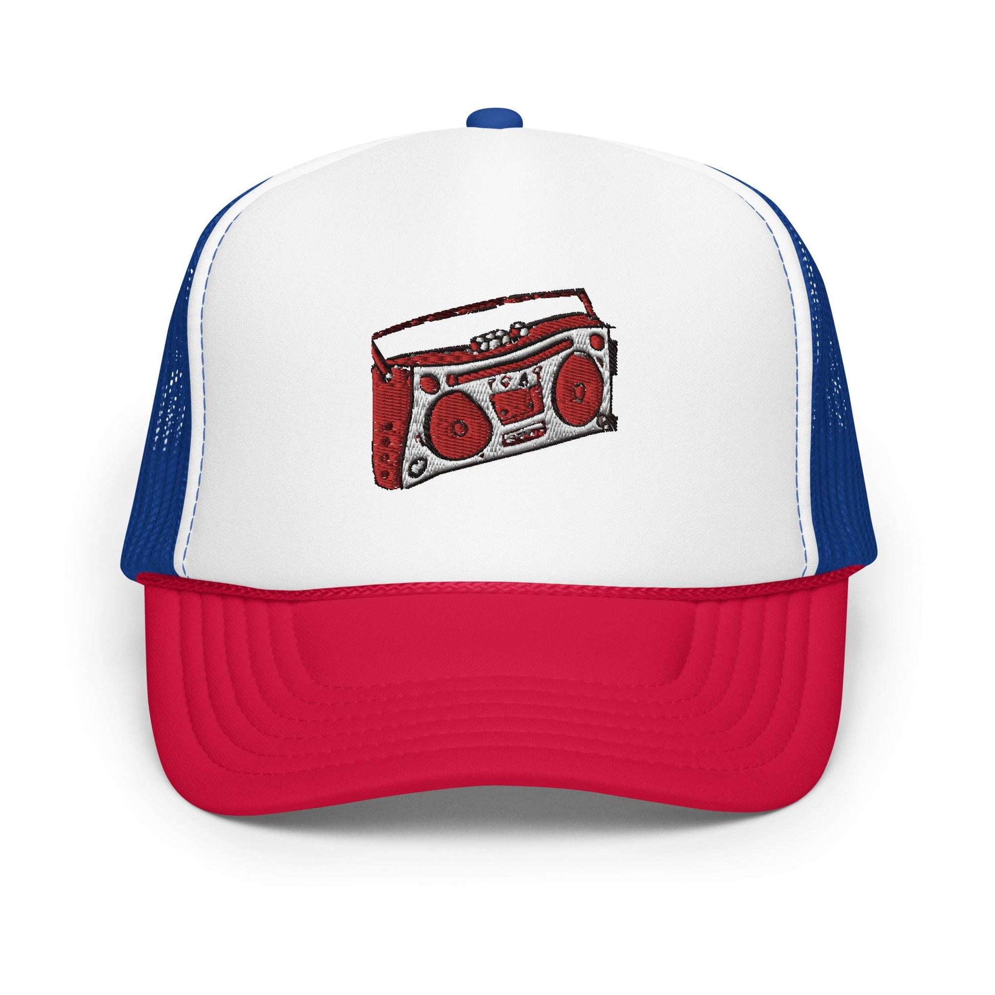 The Boombox Radio Foam Trucker Hat White / Royal / Red
