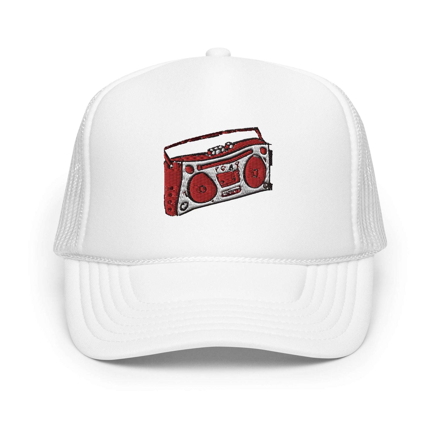 The Boombox Radio Foam Trucker Hat White