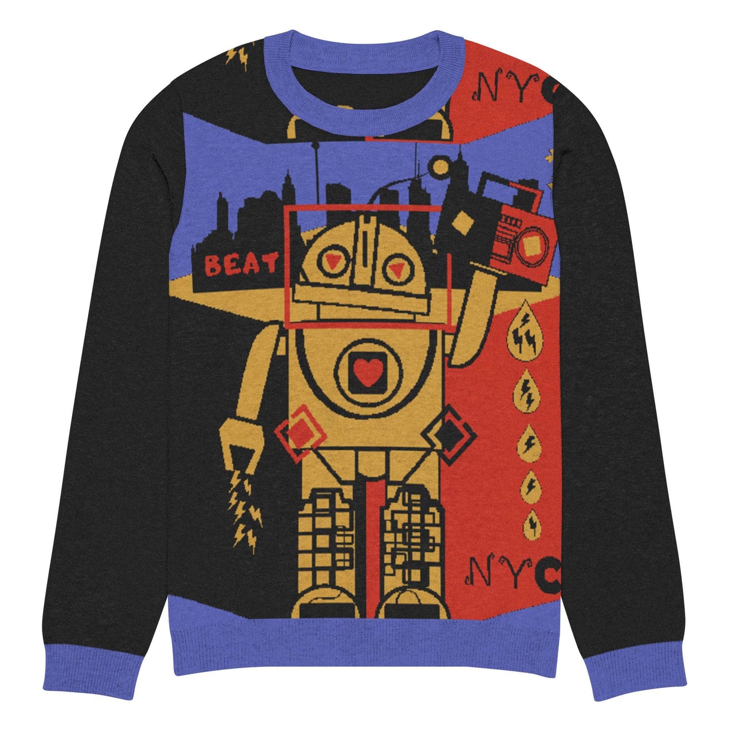 Beat Drop Robot Knitted crew neck sweater XL