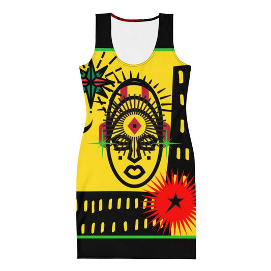Fitted Dress African Art XL dress