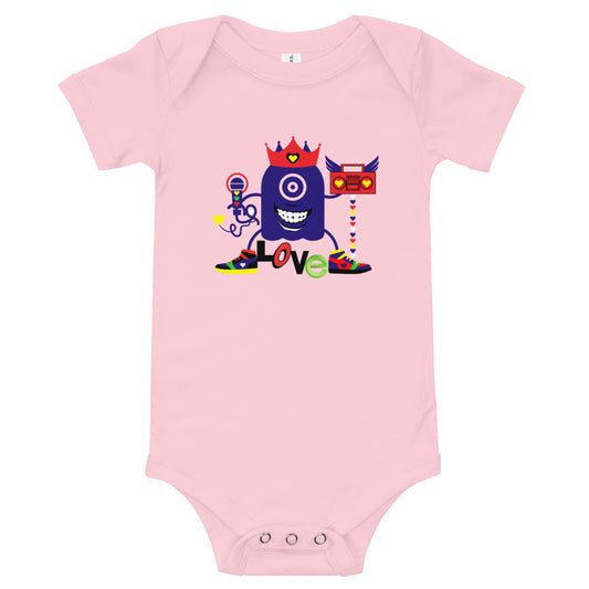 Baby One Piece Hip Hop Love Monster Pink