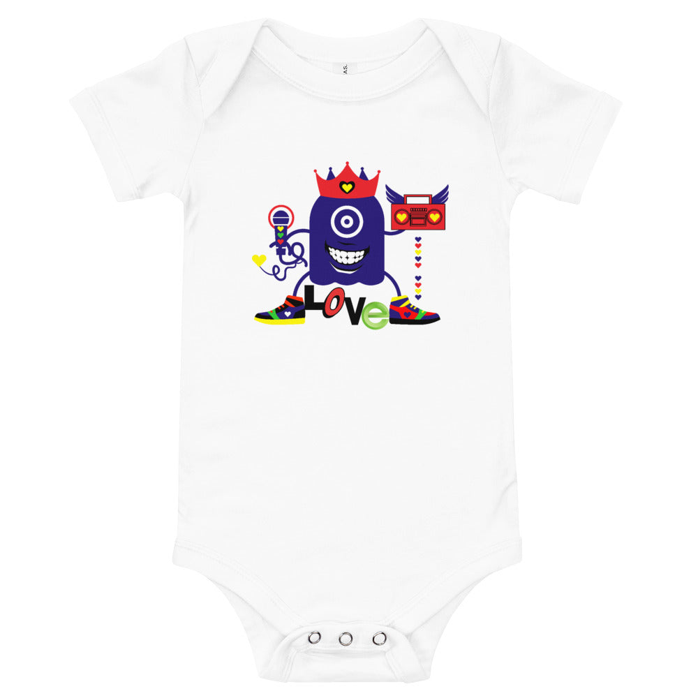Baby One Piece Hip Hop Love Monster White