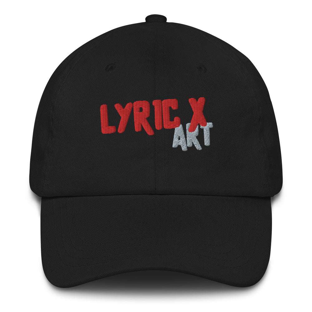 Lyric X Art Logo Red &amp;amp; Silver Dad Hat Black hat