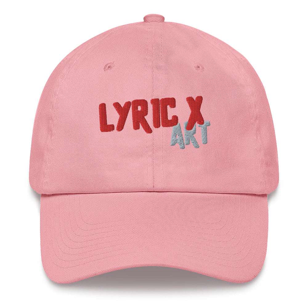 Lyric X Art Logo Red &amp;amp; Silver Dad Hat Pink hat