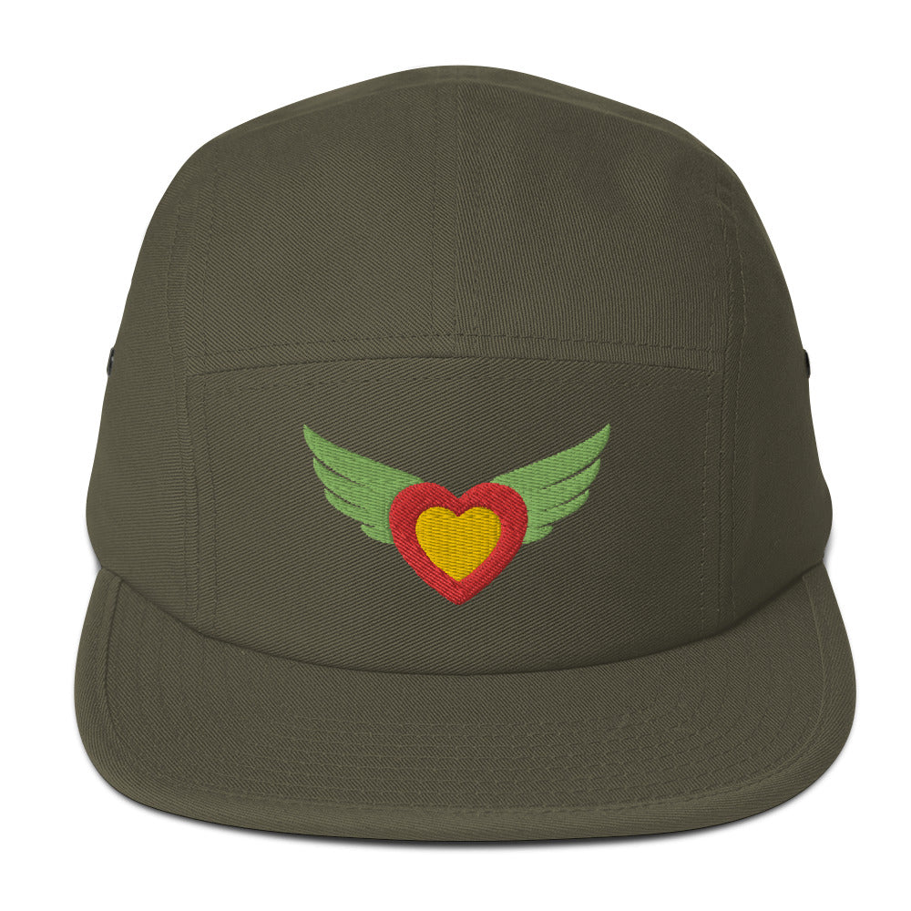 Fly Heart Five Panel Cap Olive